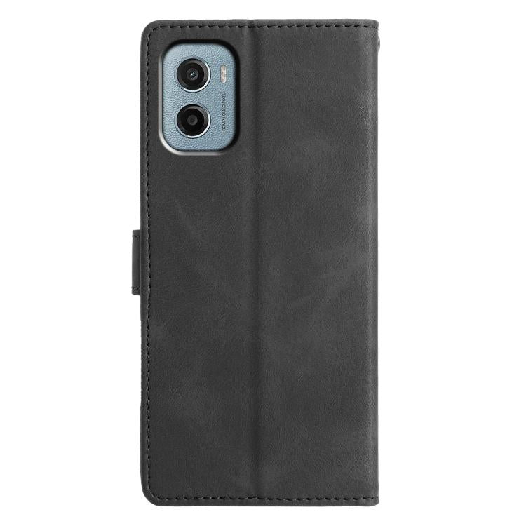 For Motorola Moto E15 Triangles Embossed Leather Phone Case
