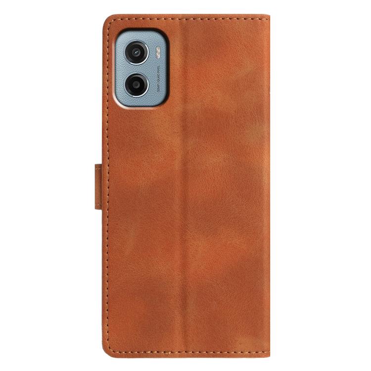 For Motorola Moto E15 Triangles Embossed Leather Phone Case