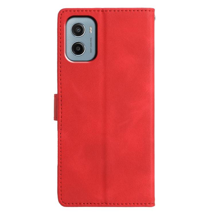 For Motorola Moto E15 Triangles Embossed Leather Phone Case