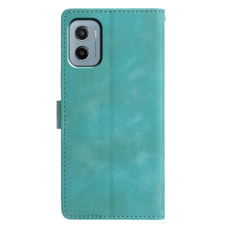 For Motorola Moto E15 Triangles Embossed Leather Phone Case