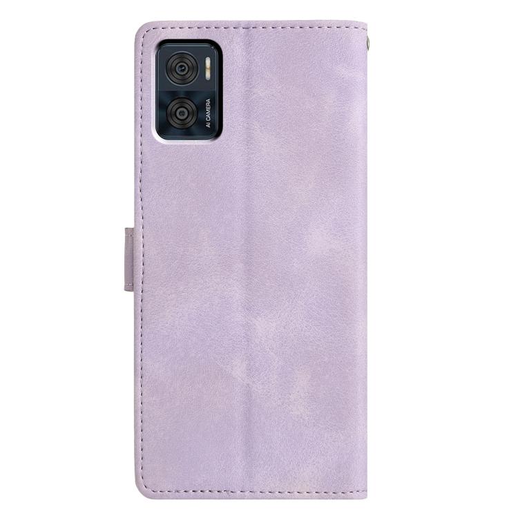 For Motorola Moto E22 Triangles Embossed Leather Phone Case