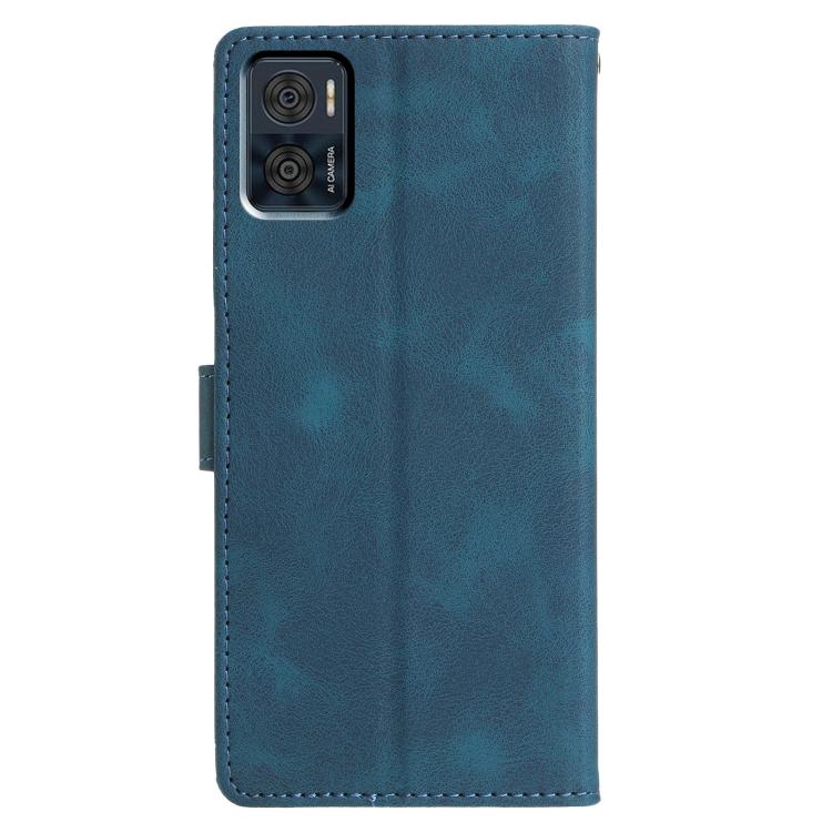 For Motorola Moto E22 Triangles Embossed Leather Phone Case