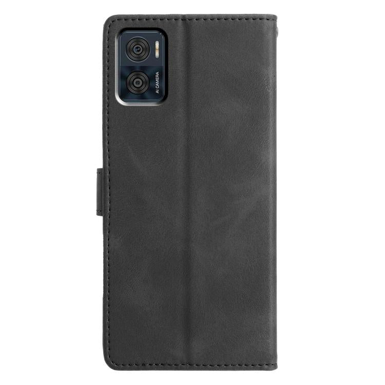 For Motorola Moto E22 Triangles Embossed Leather Phone Case
