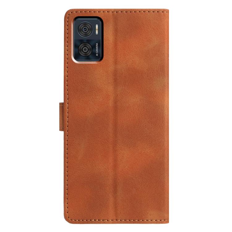 For Motorola Moto E22 Triangles Embossed Leather Phone Case