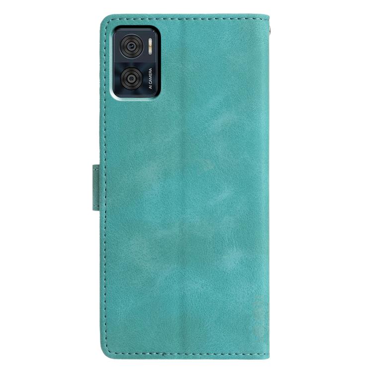 For Motorola Moto E22 Triangles Embossed Leather Phone Case