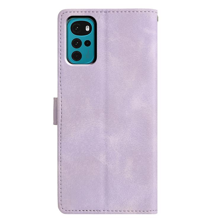 For Motorola Moto G22 Triangles Embossed Leather Phone Case