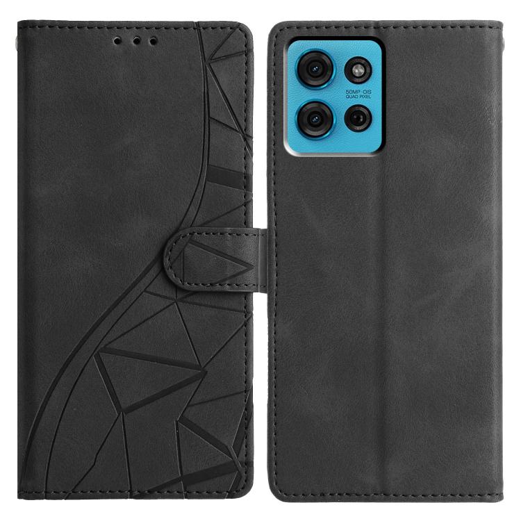 For Motorola Moto G75 5G Triangles Embossed Leather Phone Case