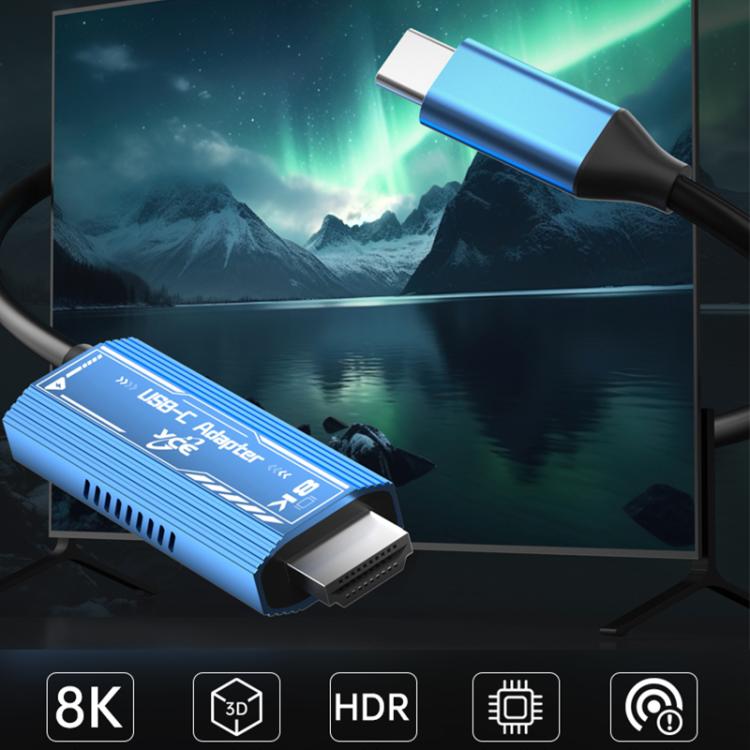 YCE-V286A Type-C to HDMI2.1 8K Adapter Cable - Blue