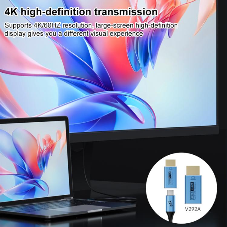 YCE-V292A Type-C to HDMI 4K Adapter - Blue