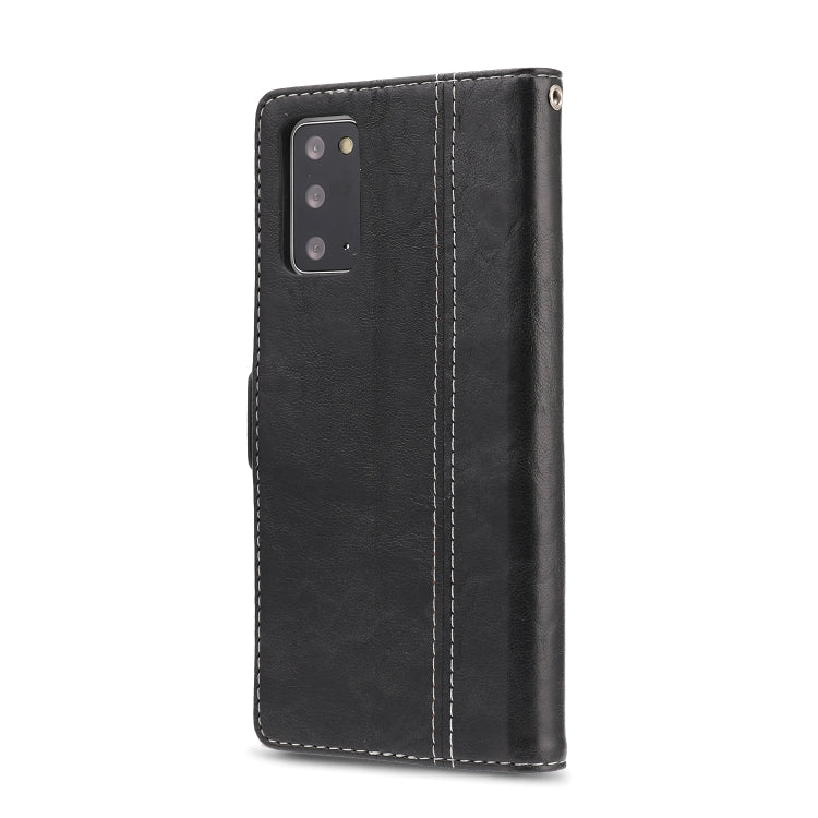 For Samsung Galaxy Note 20 Retro Texture Contrast Color Splicing Horizontal Flip TPU + PU Leather Case with Card Slots & Holder & Wallet