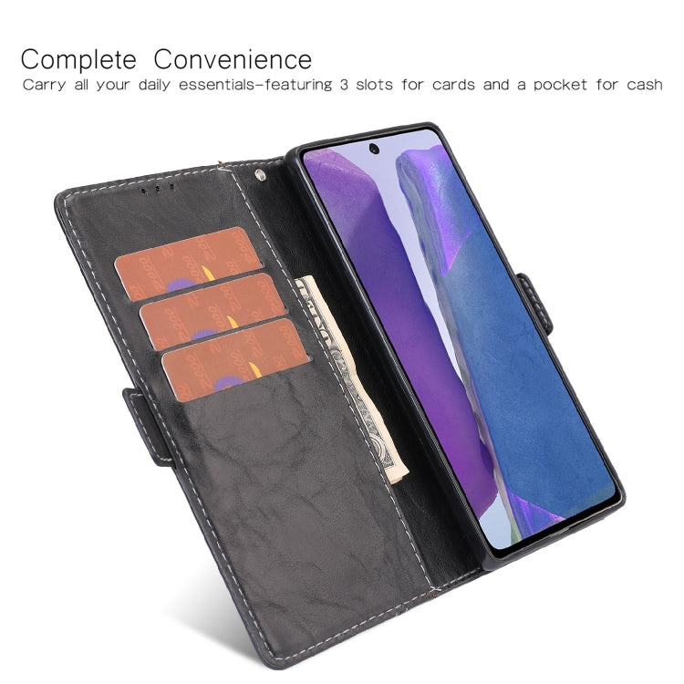For Samsung Galaxy Note 20 Retro Texture Contrast Color Splicing Horizontal Flip TPU + PU Leather Case with Card Slots & Holder & Wallet
