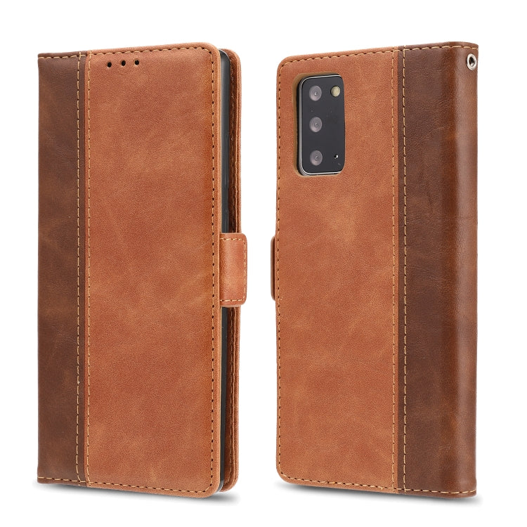 For Samsung Galaxy Note 20 Retro Texture Contrast Color Splicing Horizontal Flip TPU + PU Leather Case with Card Slots & Holder & Wallet