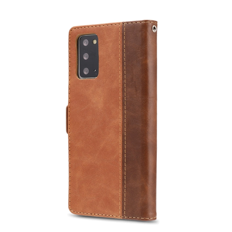 For Samsung Galaxy Note 20 Retro Texture Contrast Color Splicing Horizontal Flip TPU + PU Leather Case with Card Slots & Holder & Wallet