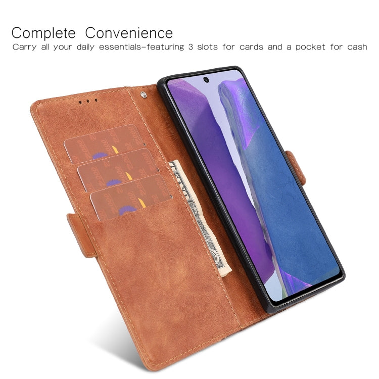 For Samsung Galaxy Note 20 Retro Texture Contrast Color Splicing Horizontal Flip TPU + PU Leather Case with Card Slots & Holder & Wallet