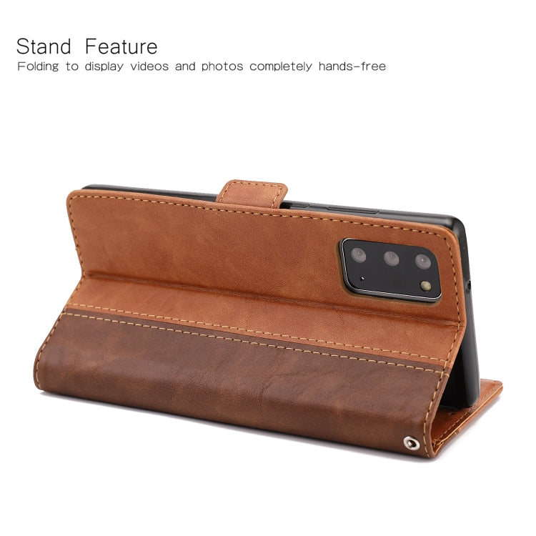 For Samsung Galaxy Note 20 Retro Texture Contrast Color Splicing Horizontal Flip TPU + PU Leather Case with Card Slots & Holder & Wallet