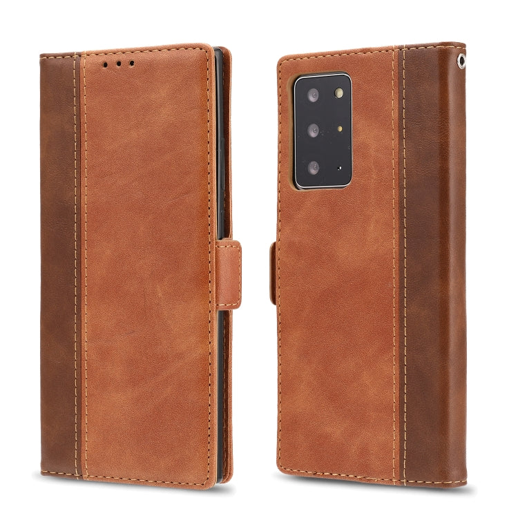 For Samsung Galaxy Note 20 Ultra Retro Texture Contrast Color Splicing Horizontal Flip TPU + PU Leather Case with Card Slots & Holder & Wallet