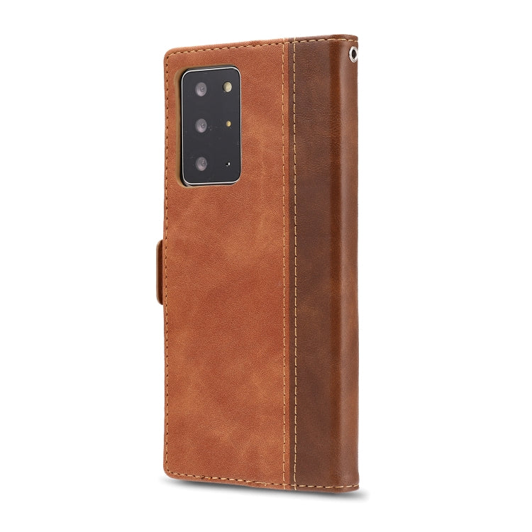 For Samsung Galaxy Note 20 Ultra Retro Texture Contrast Color Splicing Horizontal Flip TPU + PU Leather Case with Card Slots & Holder & Wallet