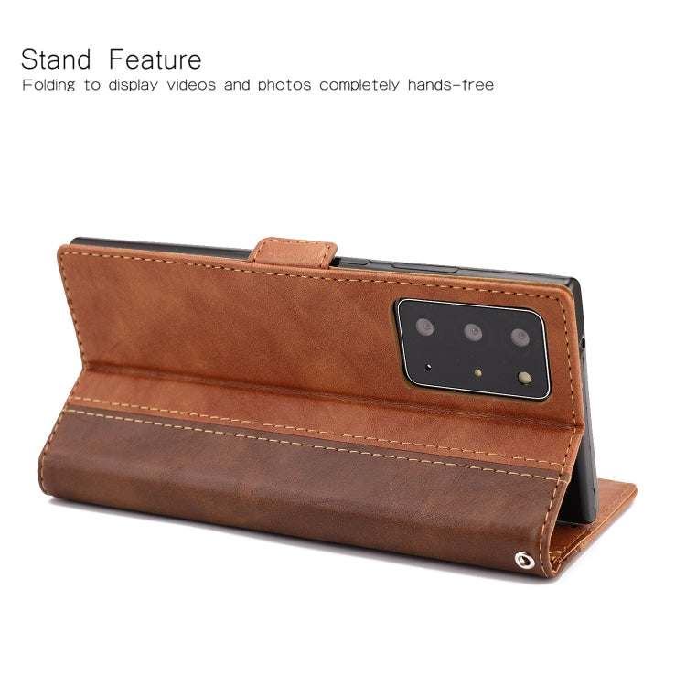 For Samsung Galaxy Note 20 Ultra Retro Texture Contrast Color Splicing Horizontal Flip TPU + PU Leather Case with Card Slots & Holder & Wallet
