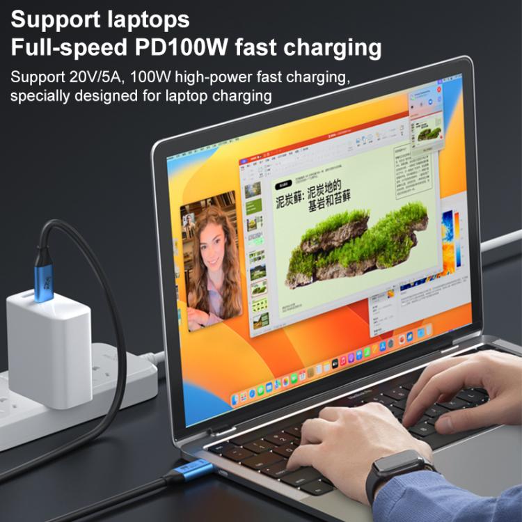 YCE-V292B 100W Type-C to Type-C with E-marker Full Function Data Cable, Length: 1.8m - Blue