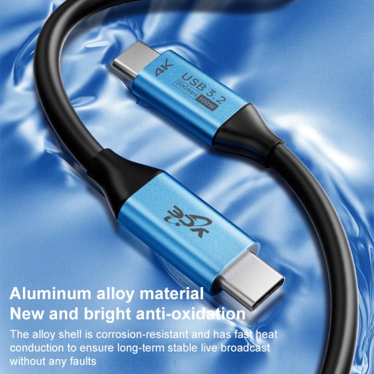 YCE-V292B 100W Type-C to Type-C with E-marker Full Function Data Cable, Length: 1.8m - Blue