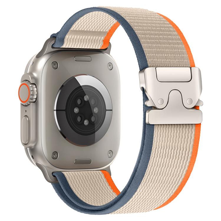 For Apple Watch 46mm / 49mm / 45mm / 44mm xDfind Titanium Buckle Snap Button Loop Nylon Watch Band