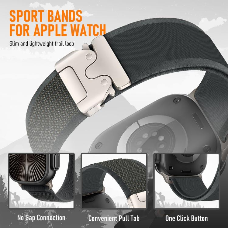 For Apple Watch 46mm / 49mm / 45mm / 44mm xDfind Titanium Buckle Snap Button Loop Nylon Watch Band