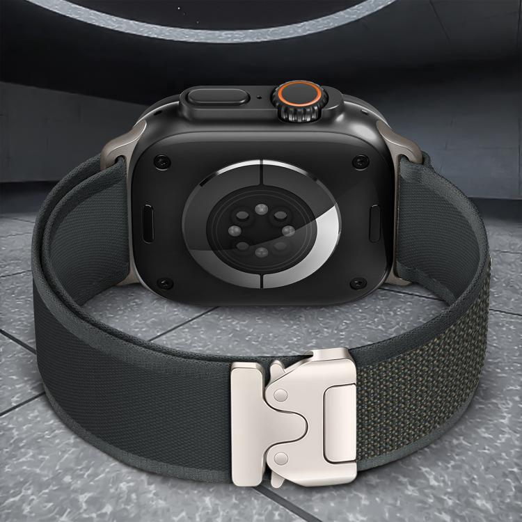 For Apple Watch 46mm / 49mm / 45mm / 44mm xDfind Titanium Buckle Snap Button Loop Nylon Watch Band