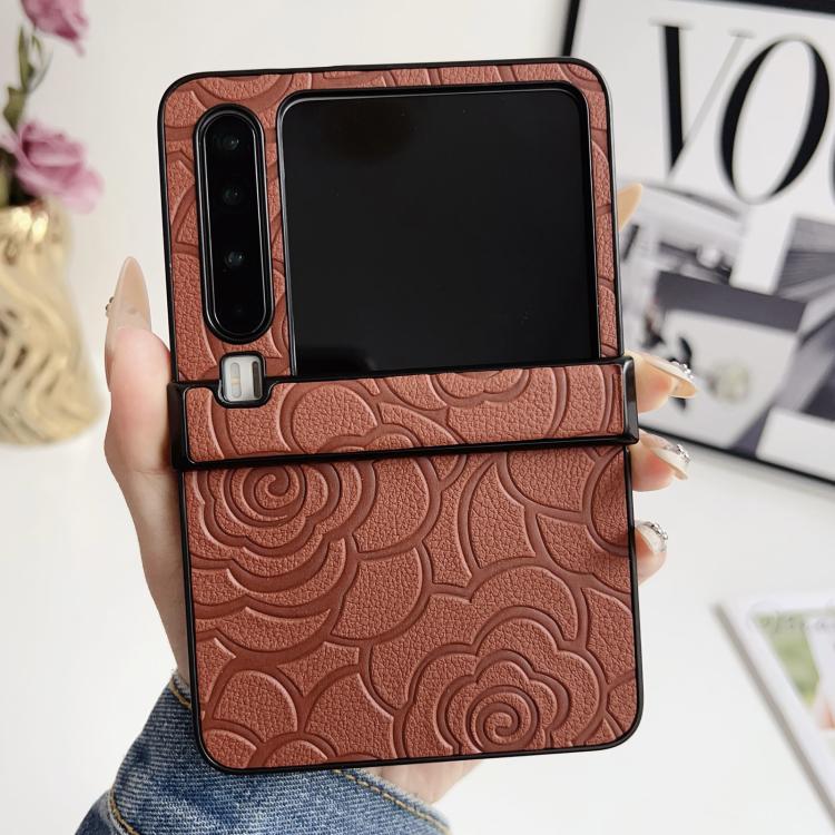 For Huawei Pura X Three-stage Impression Camellia Pattern Protective Phone Case