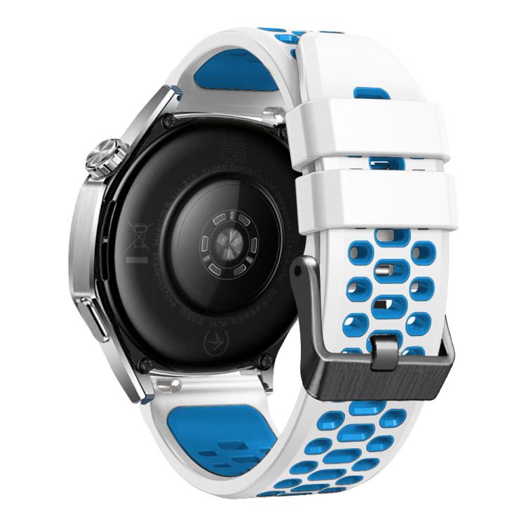 22mm Three-row Hole Breathable Two Color Silicone Watch Band