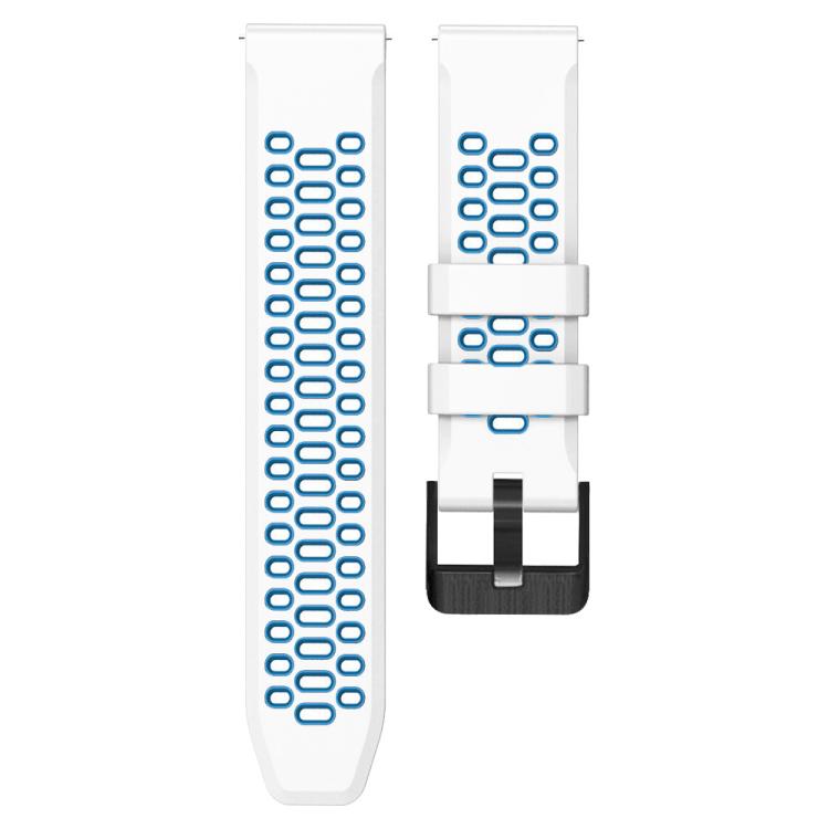 22mm Three-row Hole Breathable Two Color Silicone Watch Band