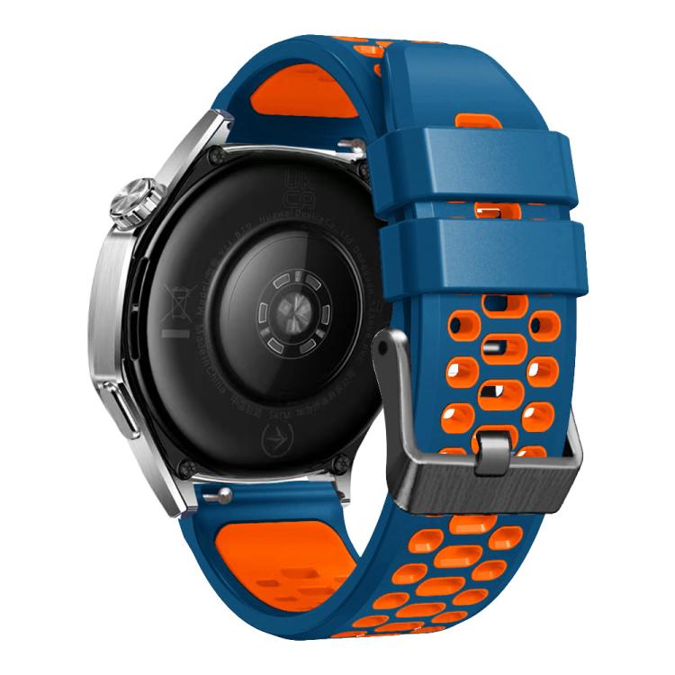 22mm Three-row Hole Breathable Two Color Silicone Watch Band