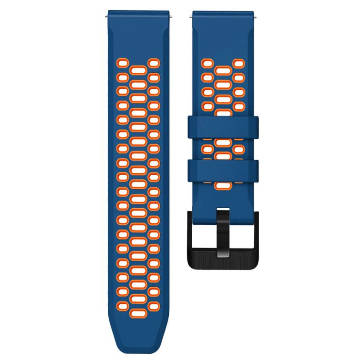 22mm Three-row Hole Breathable Two Color Silicone Watch Band