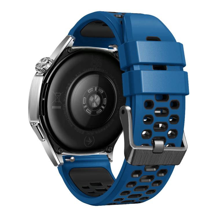 22mm Three-row Hole Breathable Two Color Silicone Watch Band