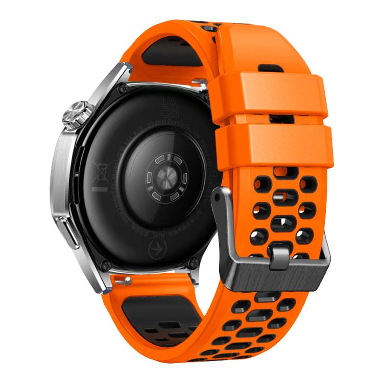 22mm Three-row Hole Breathable Two Color Silicone Watch Band