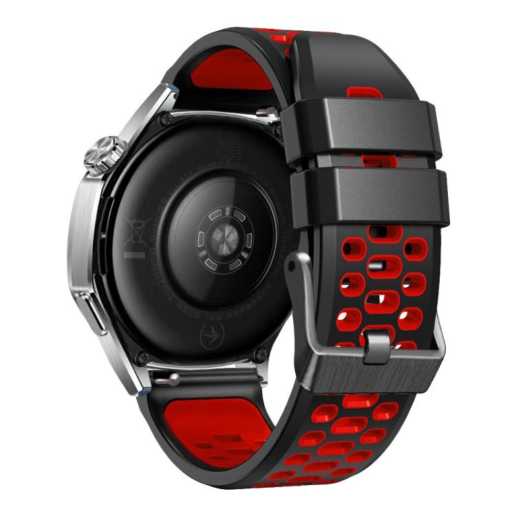22mm Three-row Hole Breathable Two Color Silicone Watch Band
