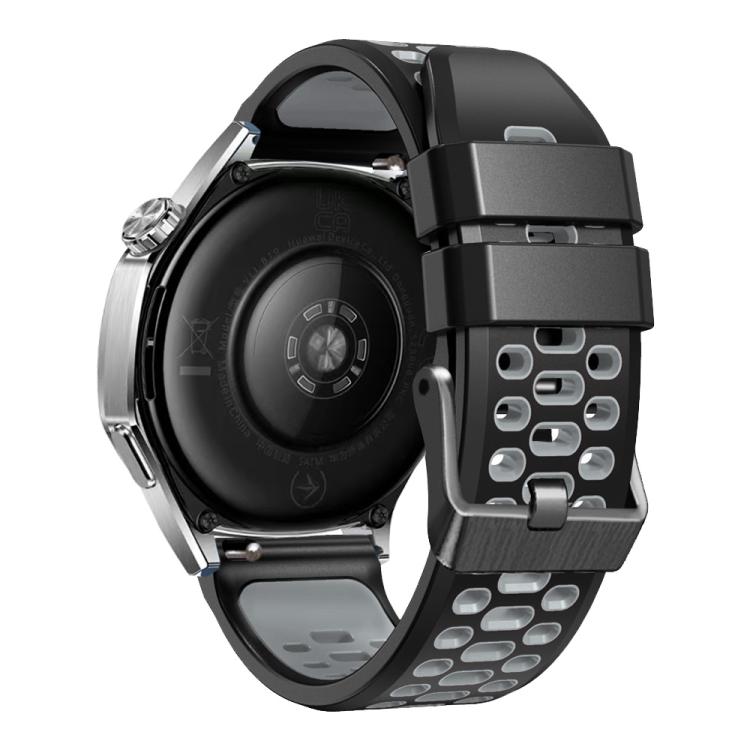 22mm Three-row Hole Breathable Two Color Silicone Watch Band
