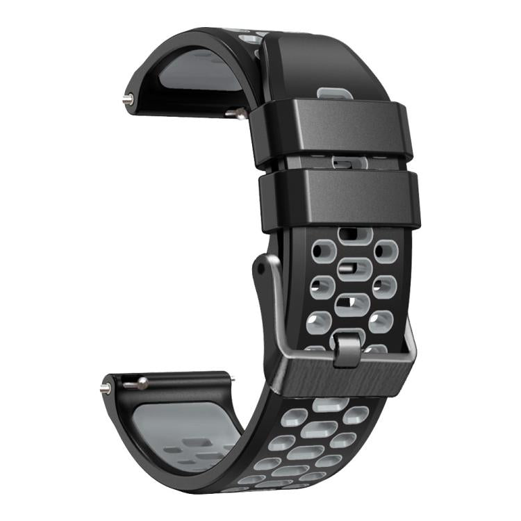22mm Three-row Hole Breathable Two Color Silicone Watch Band