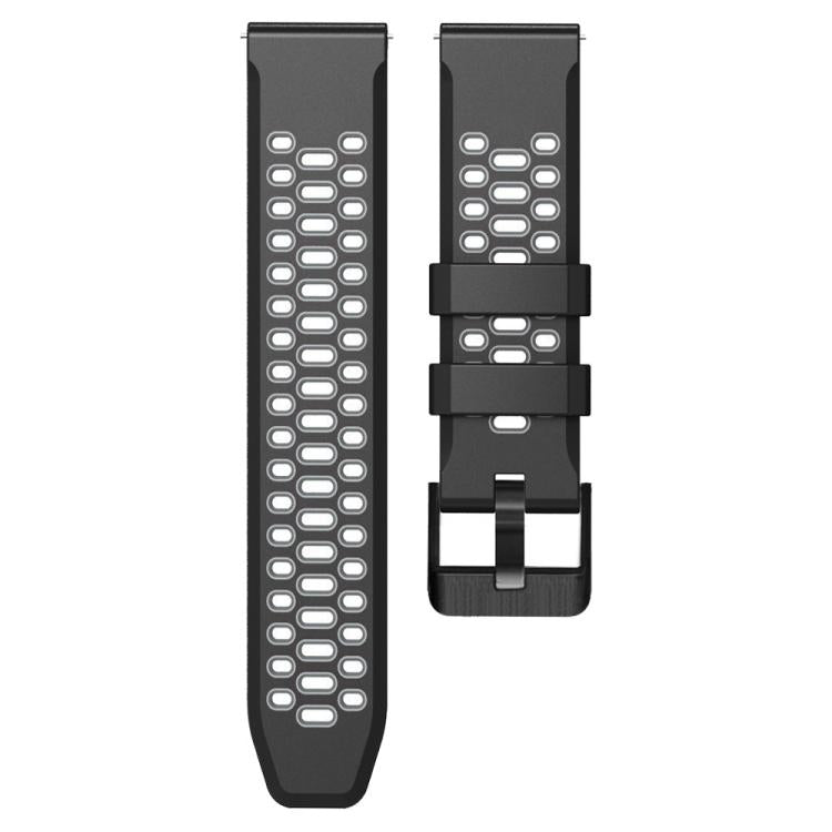 22mm Three-row Hole Breathable Two Color Silicone Watch Band