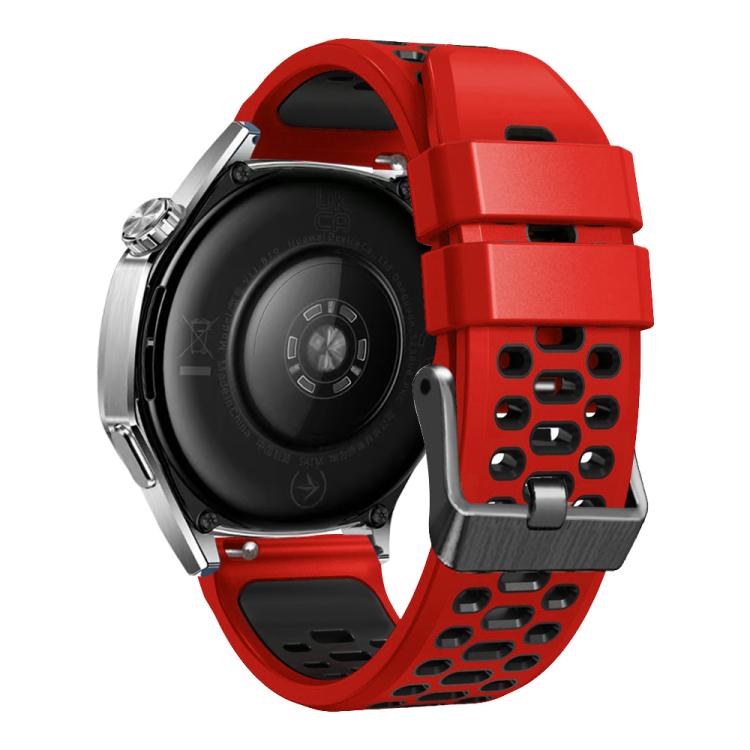 22mm Three-row Hole Breathable Two Color Silicone Watch Band