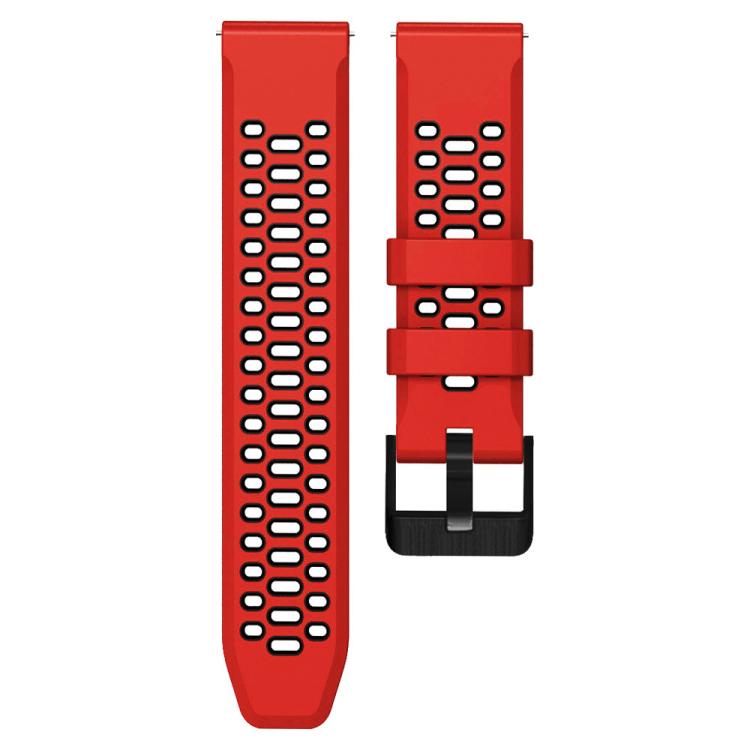 22mm Three-row Hole Breathable Two Color Silicone Watch Band