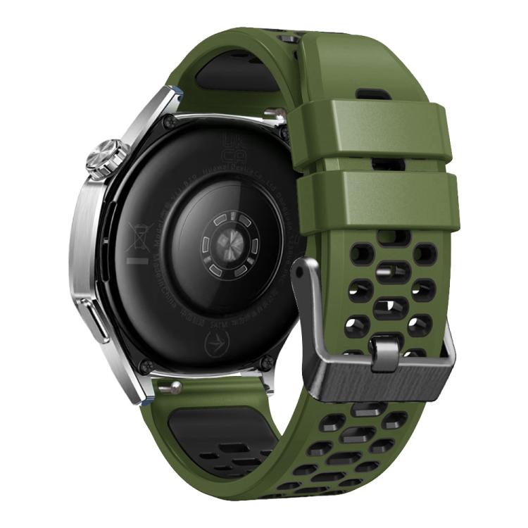 22mm Three-row Hole Breathable Two Color Silicone Watch Band