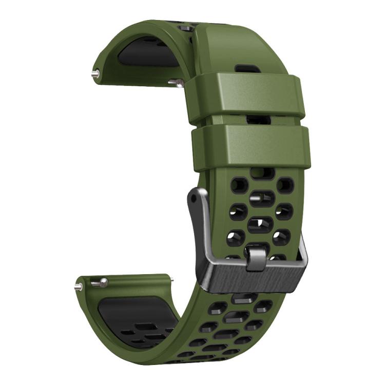 22mm Three-row Hole Breathable Two Color Silicone Watch Band