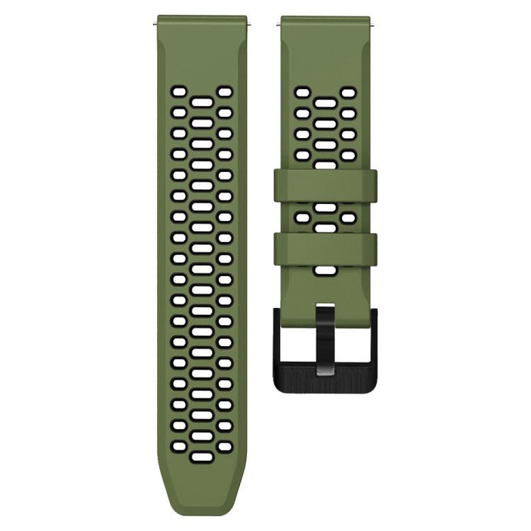 22mm Three-row Hole Breathable Two Color Silicone Watch Band
