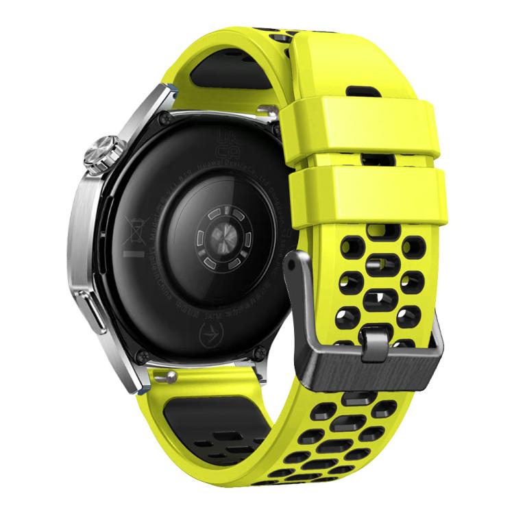 22mm Three-row Hole Breathable Two Color Silicone Watch Band