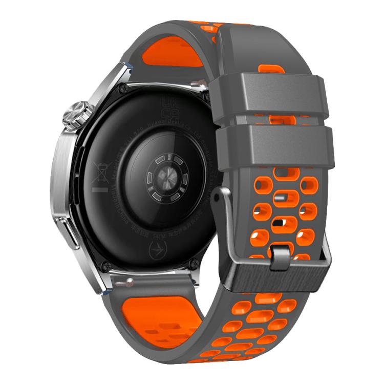22mm Three-row Hole Breathable Two Color Silicone Watch Band