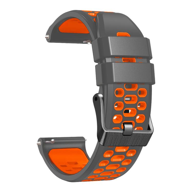 22mm Three-row Hole Breathable Two Color Silicone Watch Band