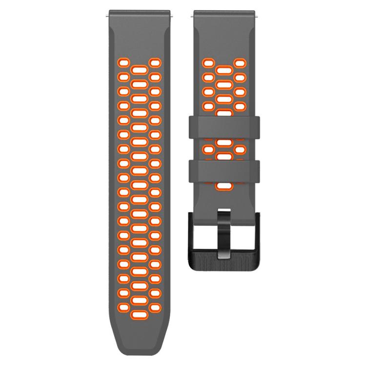 22mm Three-row Hole Breathable Two Color Silicone Watch Band