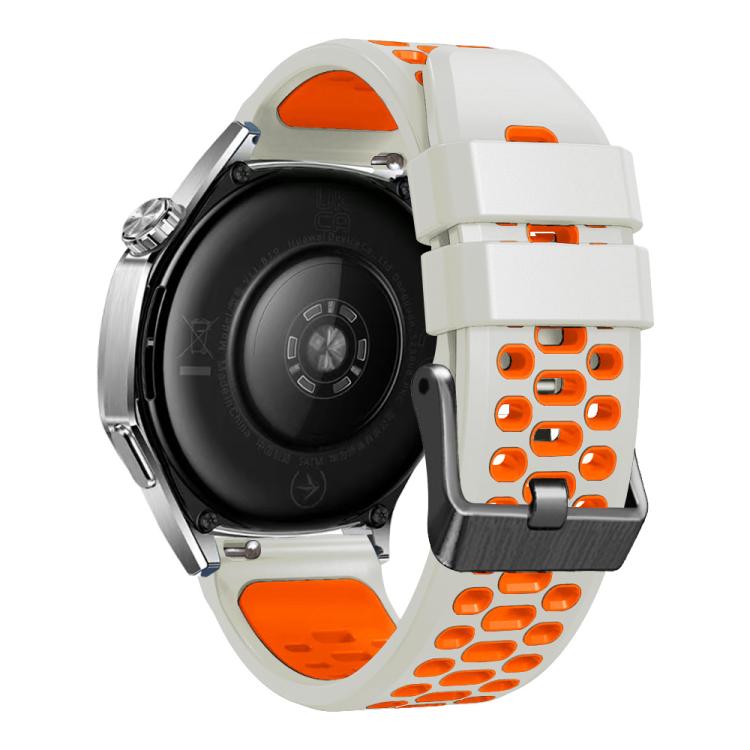 22mm Three-row Hole Breathable Two Color Silicone Watch Band