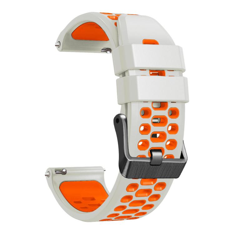 22mm Three-row Hole Breathable Two Color Silicone Watch Band