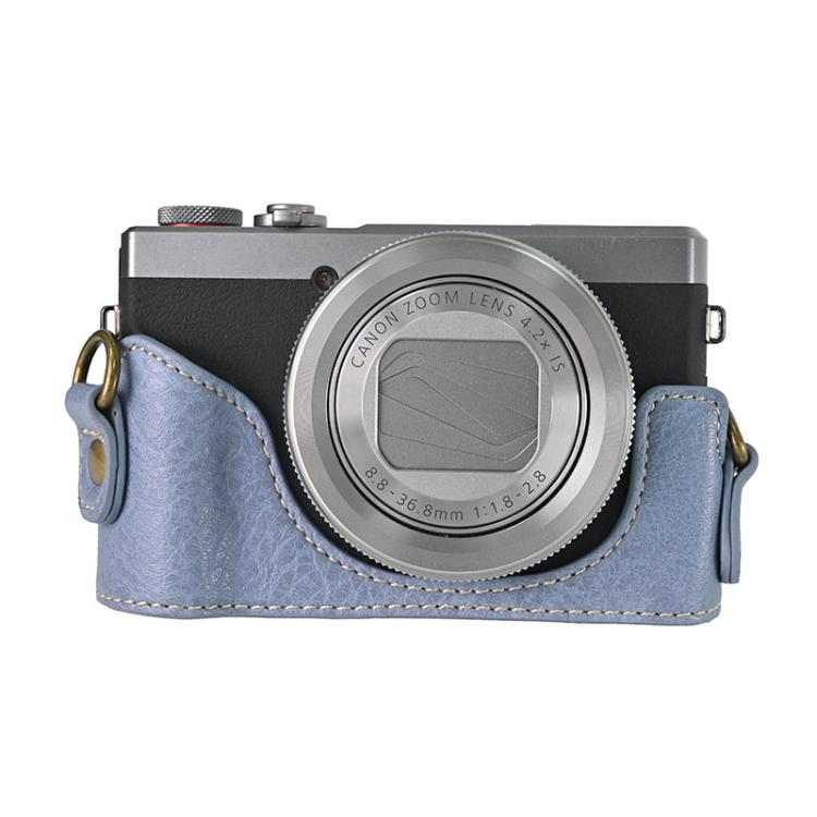 For Canon G7 X Mark III / G7X3 Retro Litchi Texture Leather Full Body Camera Case Bag with Strap